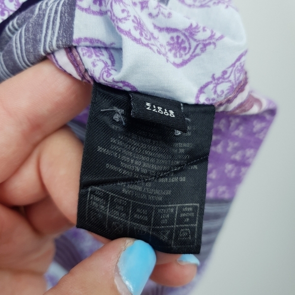 Ted Baker London Purple Striped Mixed Print Collared Button Up Shirt Men's 42 - Picture 9 of 11